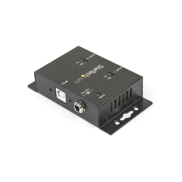 StarTech.com - Concentrador Hub Industrial de 2 Puertos Serie Serial RS232 a USB Montaje Riel DIN Pared