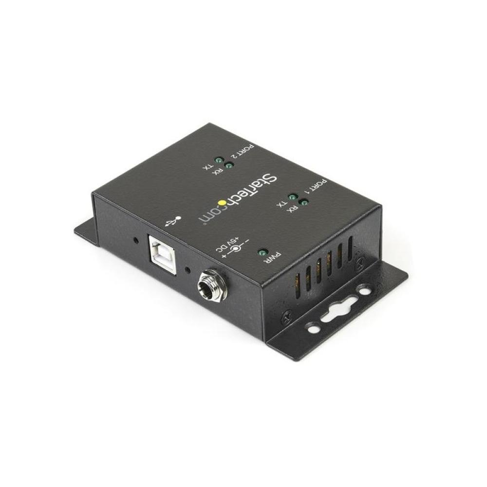 StarTech.com - Concentrador Hub Industrial de 2 Puertos Serie Serial RS232 a USB Montaje Riel DIN Pared