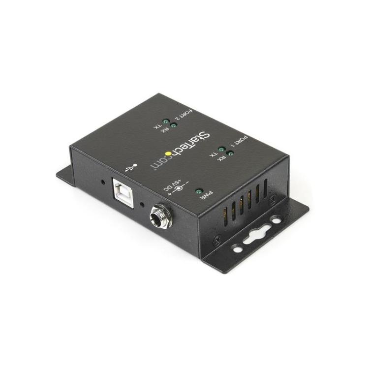 StarTech.com - Concentrador Hub Industrial de 2 Puertos Serie Serial RS232 a USB Montaje Riel DIN Pared
