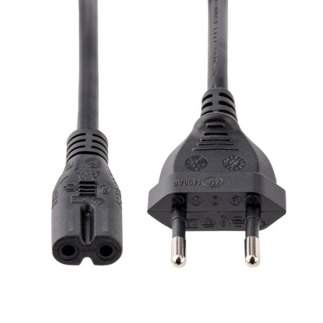 StarTech.com - Cable de 2m de Alimentación para Ordenador Portátil o Impresora , UE a C7, 2,5A 250V, 18AWG, Cable de Repuesto pa