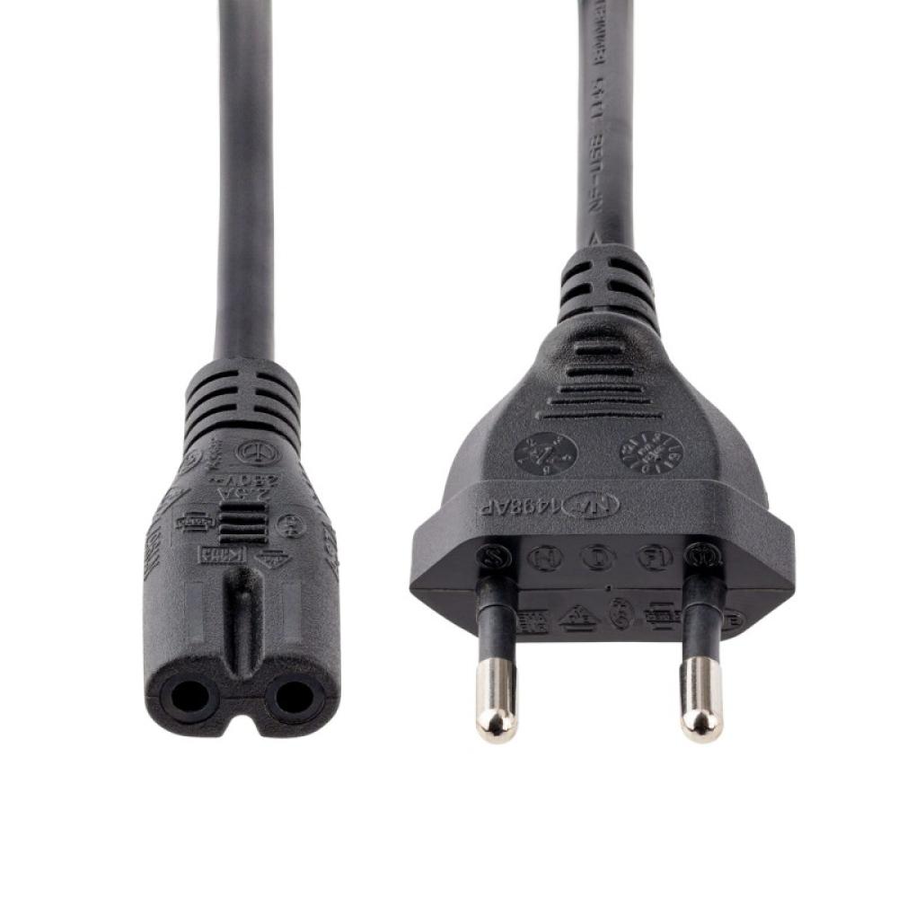 StarTech.com - Cable de 2m de Alimentación para Ordenador Portátil o Impresora , UE a C7, 2,5A 250V, 18AWG, Cable de Repuesto pa