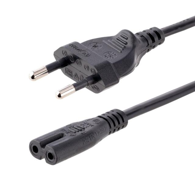 StarTech.com - Cable de 2m de Alimentación para Ordenador Portátil o Impresora , UE a C7, 2,5A 250V, 18AWG, Cable de Repuesto pa
