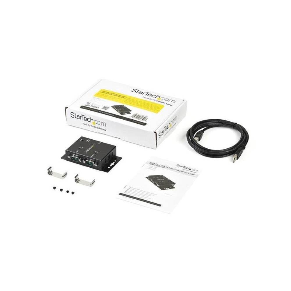 StarTech.com - Concentrador Hub Industrial de 2 Puertos Serie Serial RS232 a USB Montaje Riel DIN Pared