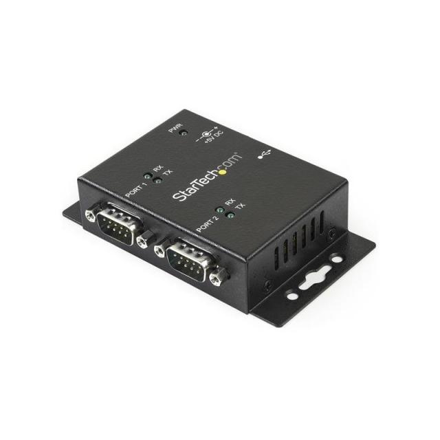 StarTech.com - Concentrador Hub Industrial de 2 Puertos Serie Serial RS232 a USB Montaje Riel DIN Pared