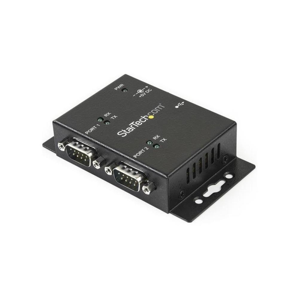 StarTech.com - Concentrador Hub Industrial de 2 Puertos Serie Serial RS232 a USB Montaje Riel DIN Pared