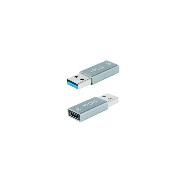 Nanocable - Adaptador USB-A 3.1 GEN2 a USB-C, USB-A/M-USB-C/H, Gris