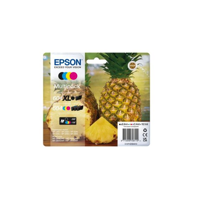 Epson - 604XL cartucho de tinta 4 pieza(s) Original Alto rendimiento (XL) Negro, Cian, Magenta, Amarillo - C13T10H94010