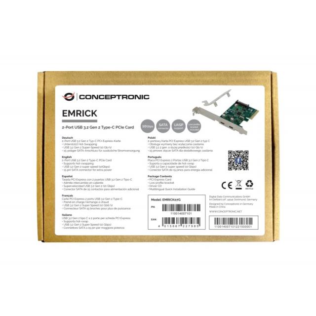 Conceptronic - EMRICK07G tarjeta y adaptador de interfaz Interno USB 3.2 Gen 2 (3.1 Gen 2)