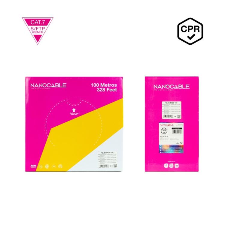 Nanocable - Cable de Red CAT.7 LSZH SFTP PIMF AWG23, Naranja, 100 m