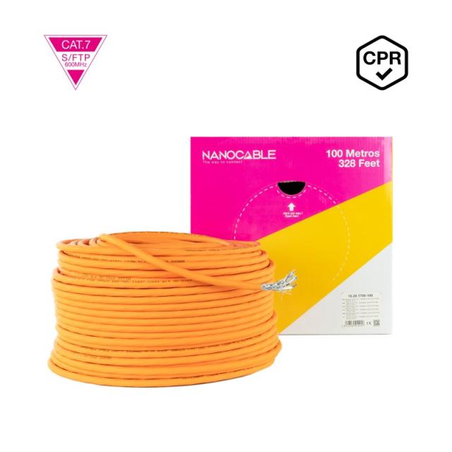 Nanocable - Cable de Red CAT.7 LSZH SFTP PIMF AWG23, Naranja, 100 m