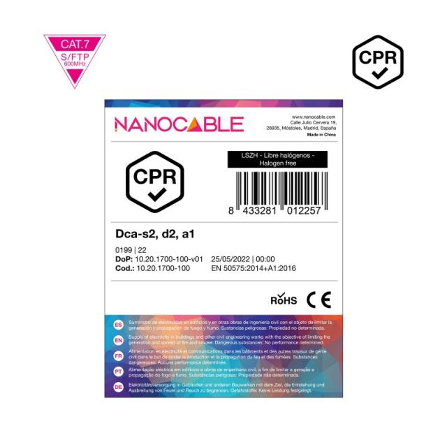 Nanocable - Cable de Red CAT.7 LSZH SFTP PIMF AWG23, Naranja, 100 m