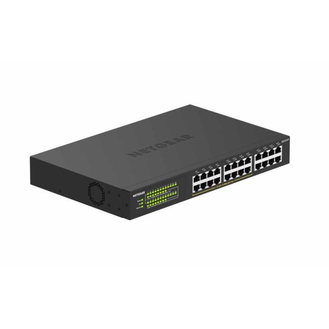 NETGEAR - GS324P No administrado Gigabit Ethernet (10/100/1000) Energía sobre Ethernet (PoE) 1U Negro