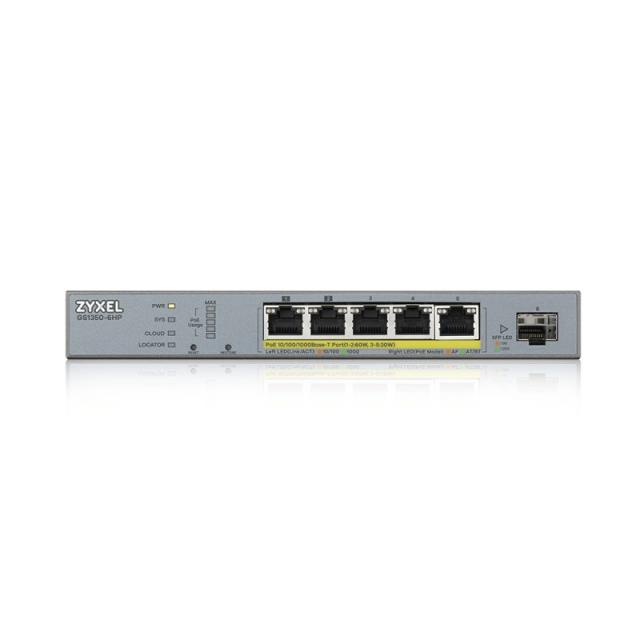 Zyxel - GS1350-6HP-EU0101F switch Gestionado L2 Gigabit Ethernet (10/100/1000) Energía sobre Ethernet (PoE) Gris