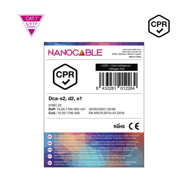 Nanocable - Cable de Red CAT.7 LSZH SFTP PIMF AWG23, Naranja, 305m