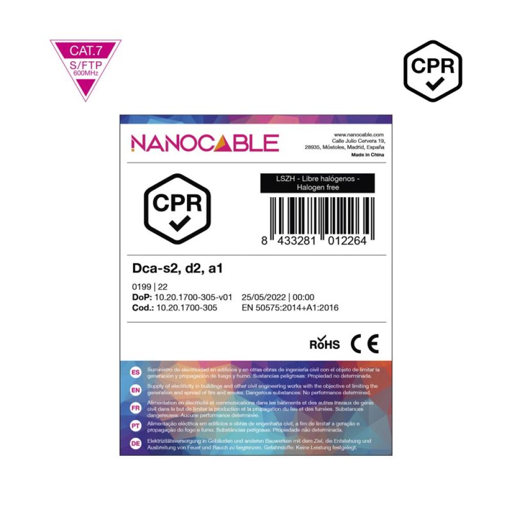 Nanocable - Cable de Red CAT.7 LSZH SFTP PIMF AWG23, Naranja, 305m