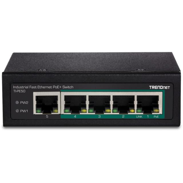 Trendnet - TI-PE50 switch No administrado Fast Ethernet (10/100) Energía sobre Ethernet (PoE) Negro