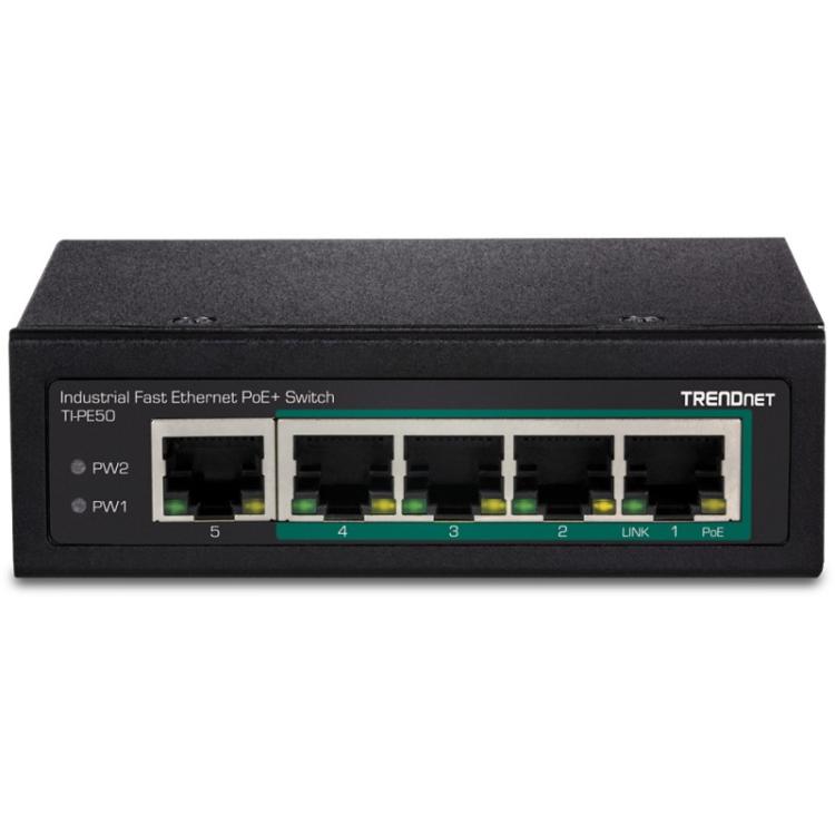Trendnet - TI-PE50 switch No administrado Fast Ethernet (10/100) Energía sobre Ethernet (PoE) Negro
