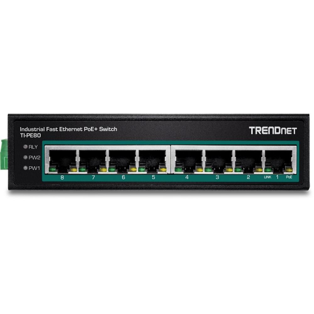 Trendnet - TI-PE80 switch No administrado Fast Ethernet (10/100) Energía sobre Ethernet (PoE) Negro