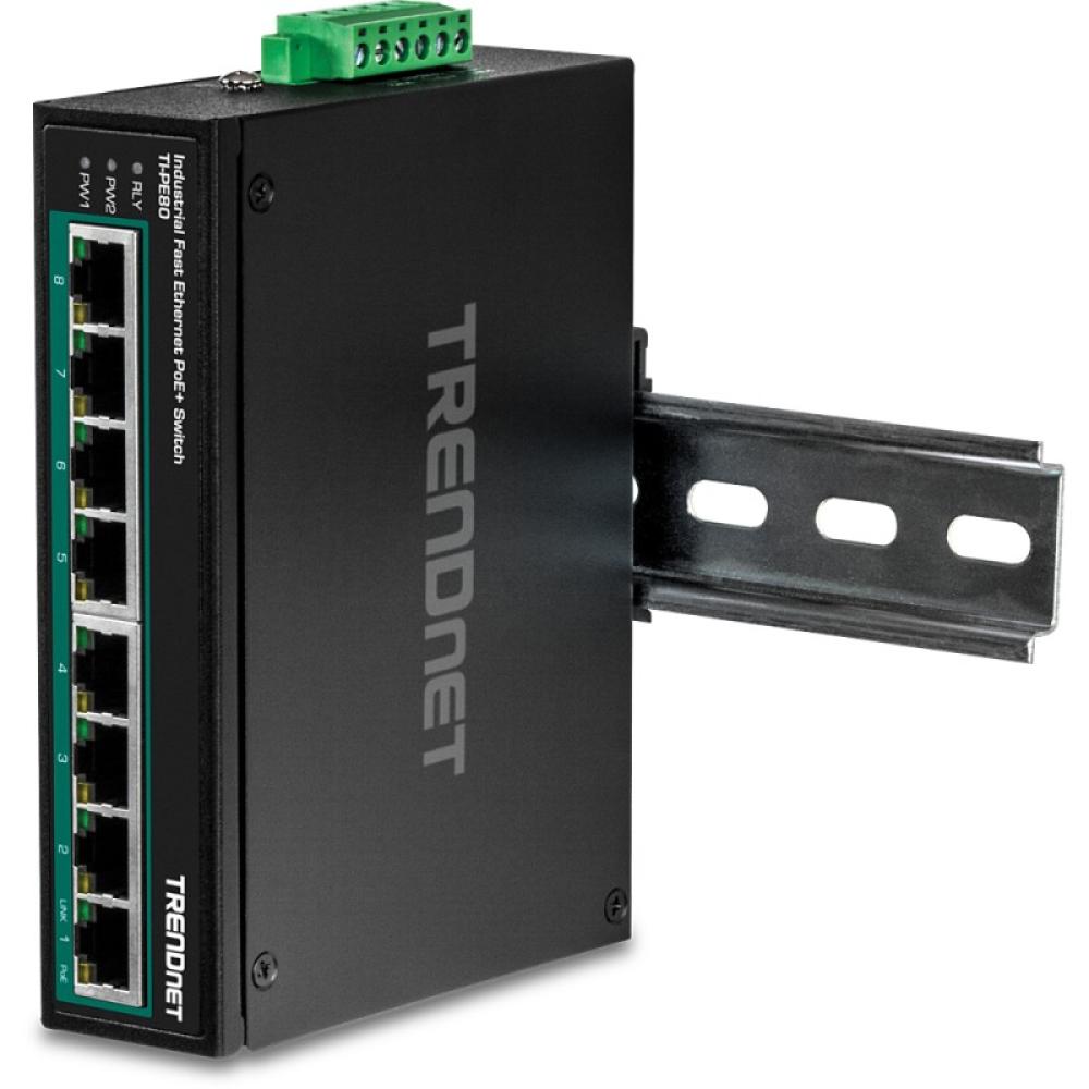 Trendnet - TI-PE80 switch No administrado Fast Ethernet (10/100) Energía sobre Ethernet (PoE) Negro