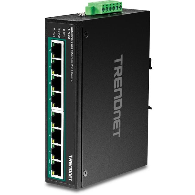 Trendnet - TI-PE80 switch No administrado Fast Ethernet (10/100) Energía sobre Ethernet (PoE) Negro