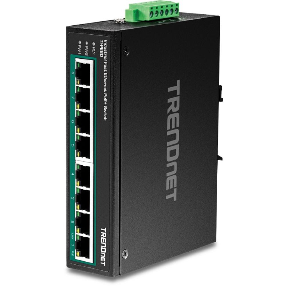 Trendnet - TI-PE80 switch No administrado Fast Ethernet (10/100) Energía sobre Ethernet (PoE) Negro