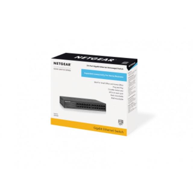 NETGEAR - GS324 No administrado Gigabit Ethernet (10/100/1000) Negro
