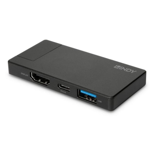 Lindy - 43336 base para portátil y replicador de puertos Alámbrico USB 3.2 Gen 1 (3.1 Gen 1) Type-C Negro