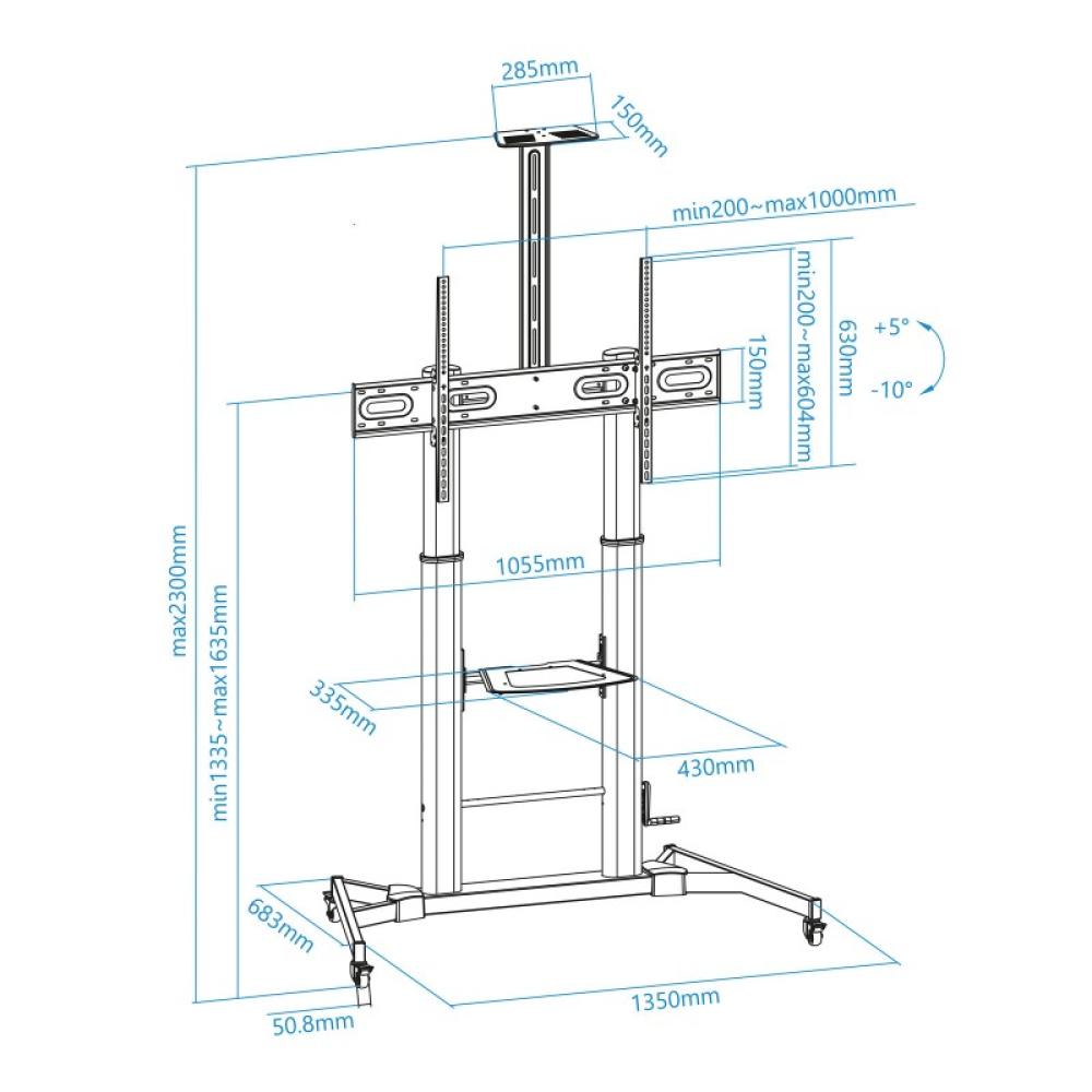 TooQ - ZEUS 2,54 m (100") Negro