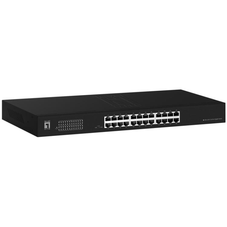 LevelOne - Switch 24x GE GEU-2431 19"" Rack Mount Kit No administrado Gigabit Ethernet (10/100/1000) 1U Negro