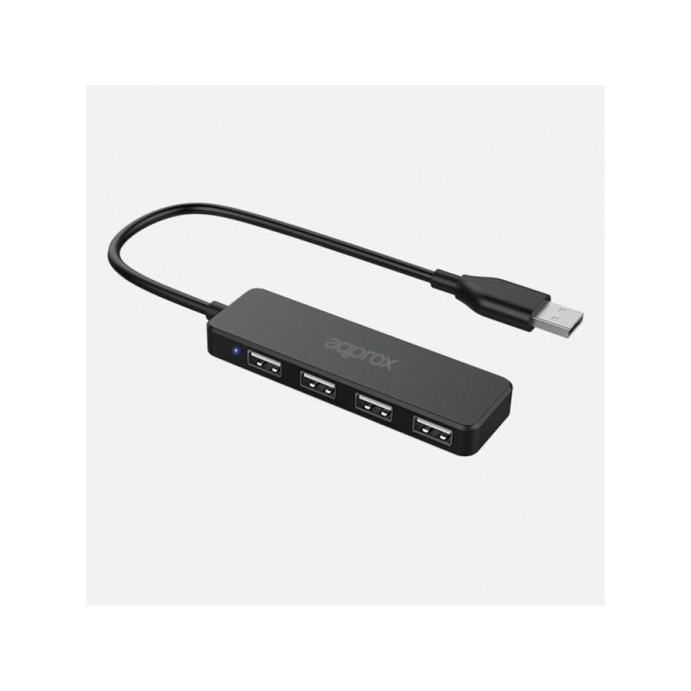 Approx - APPC46 hub de interfaz USB 2.0 480 Mbit/s Negro