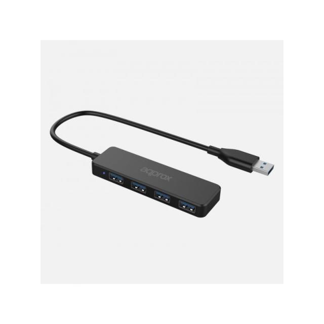 Approx - APPC49 hub de interfaz USB 3.2 Gen 2 (3.1 Gen 2) Type-A 5000 Mbit/s Negro