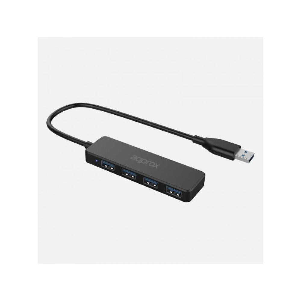 Approx - APPC49 hub de interfaz USB 3.2 Gen 2 (3.1 Gen 2) Type-A 5000 Mbit/s Negro