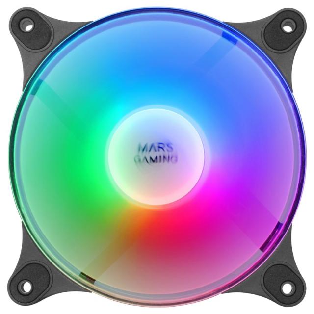 Mars Gaming - MFDUO, Kit 2 Ventiladores FRGB Rainbow 360°, Ultra-silencioso, Doble Conexión 3PIN + 4PIN, Negro