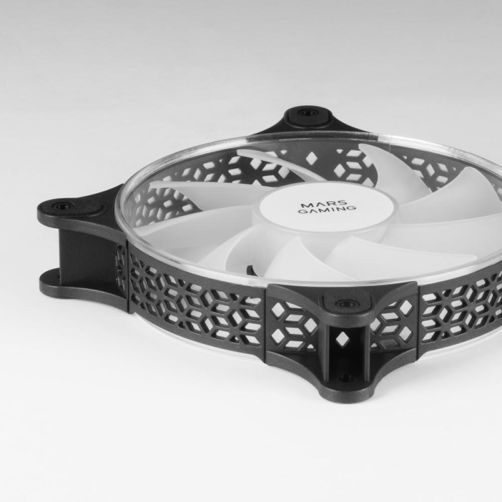 Mars Gaming - MFDUO, Kit 2 Ventiladores FRGB Rainbow 360°, Ultra-silencioso, Doble Conexión 3PIN + 4PIN, Negro