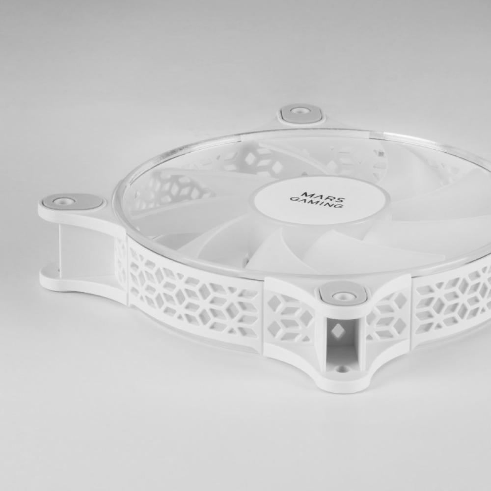 Mars Gaming - MFDUO, Kit 2 Ventiladores FRGB Rainbow 360°, Ultra-silencioso, Doble Conexión 3PIN + 4PIN, Blanco