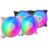 Mars Gaming - MFDUO, Kit 2 Ventiladores FRGB Rainbow 360°, Ultra-silencioso, Doble Conexión 3PIN + 4PIN, Blanco