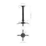 AISENS - Soporte Universal Giratorio, Inclinable y Extensible de Techo para Proyector 13.5Kg, Negro