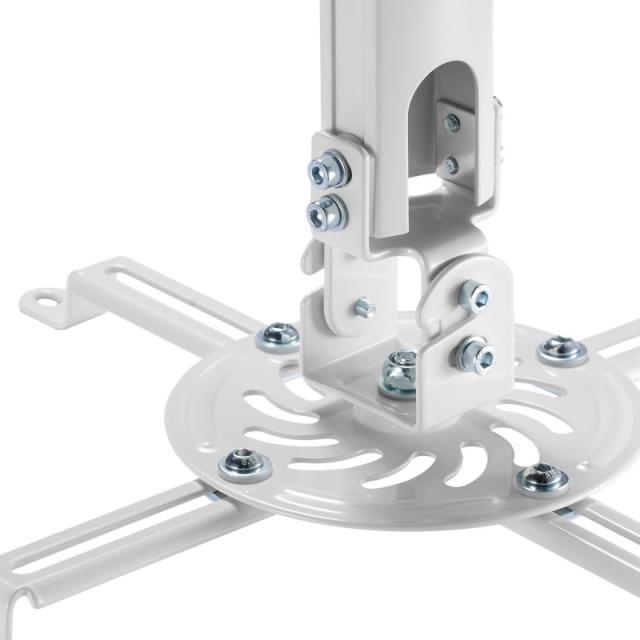 AISENS - Soporte Universal Giratorio, Inclinable y Extensible de Techo para Proyector 13.5Kg, Blanco