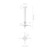 AISENS - Soporte Universal Giratorio, Inclinable y Extensible de Techo para Proyector 13.5Kg, Blanco
