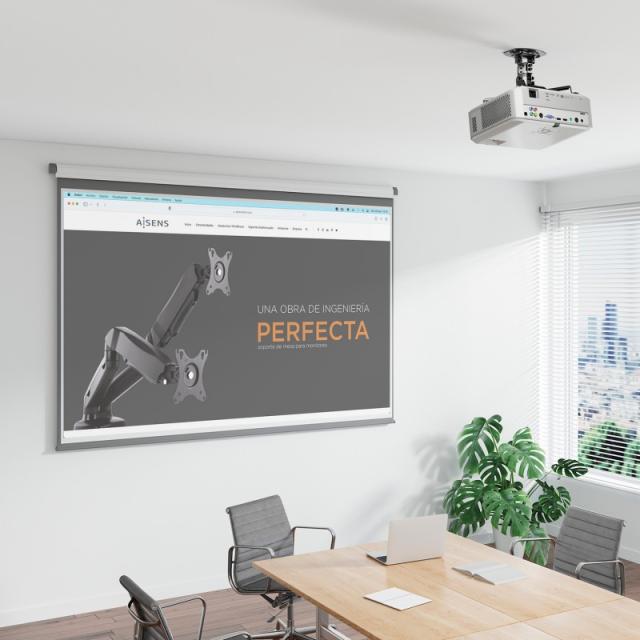 AISENS - Soporte Universal Giratorio, Inclinable de Techo para Proyector 13.5Kg, Negro