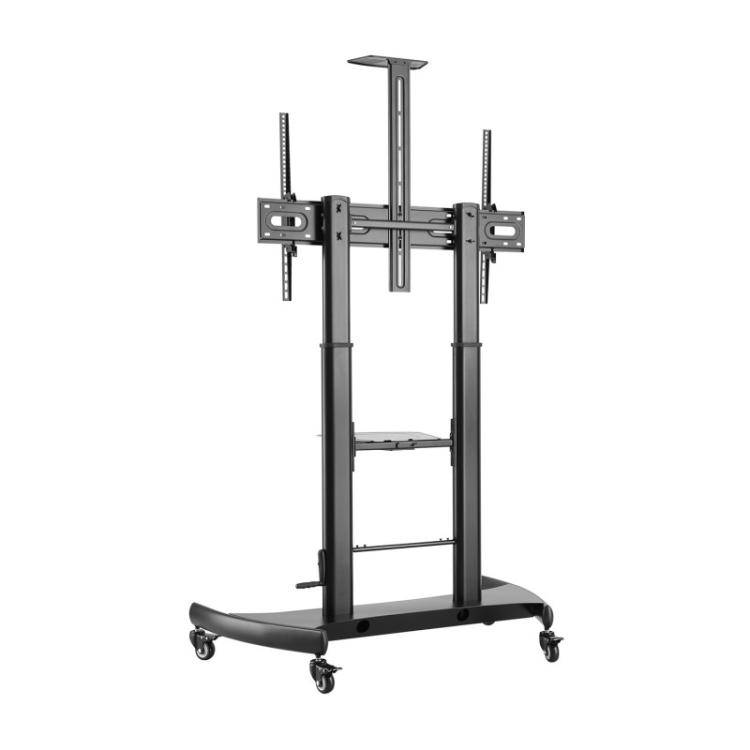 AISENS - Soporte de Suelo ECO con Ruedas y Manivela, Bandeja para DVD y Soporte de Cámara para Monitor/TV 100Kg de - FT100TE-123