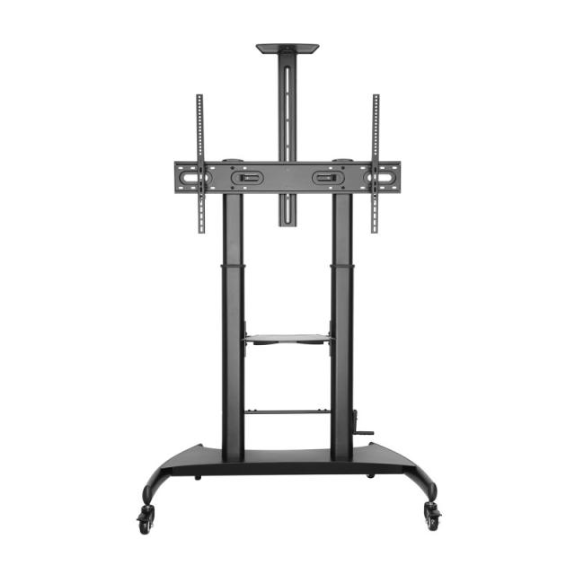 AISENS - Soporte de Suelo ECO con Ruedas y Manivela, Bandeja para DVD y Soporte de Cámara para Monitor/TV 100Kg de - FT100TE-123