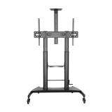 AISENS - Soporte de Suelo ECO con Ruedas y Manivela, Bandeja para DVD y Soporte de Cámara para Monitor/TV 100Kg de - FT100TE-123