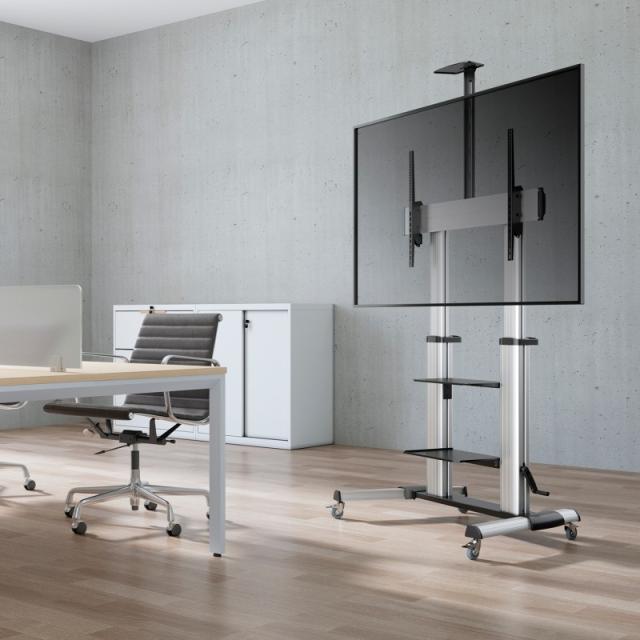 AISENS - FT100TE-125 soporte para pantalla de señalización 2,54 m (100") Negro, Plata