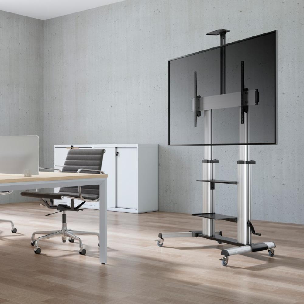 AISENS - FT100TE-125 soporte para pantalla de señalización 2,54 m (100") Negro, Plata