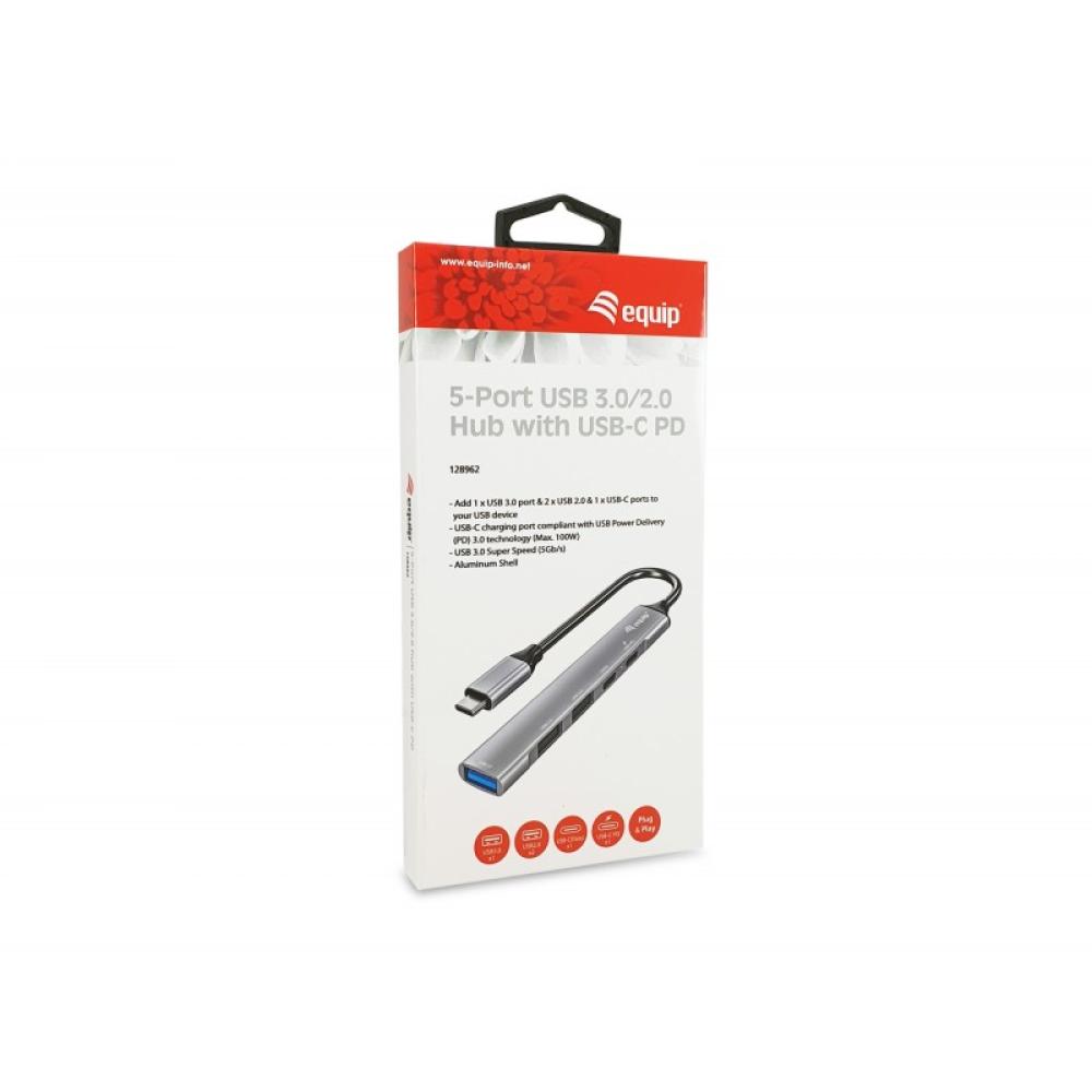 Equip - 128962 hub de interfaz USB 3.2 Gen 1 (3.1 Gen 1) Type-C 5000 Mbit/s Plata
