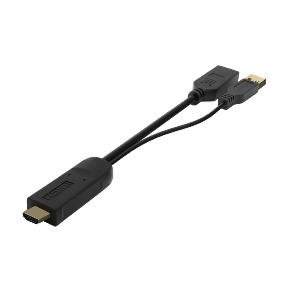 AISENS - Conversor Activo HDMI 2.0 + USB Alim. a DISPLAYPORT V1.2, HDMI/M-USB/M-DP/H, Negro, 10CM