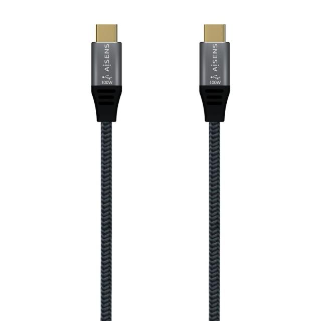 AISENS - Cable USB 2.0 Aluminio 5A 100W E-Mark, USB-C/M-USB-C/M, Gris, 2.0M