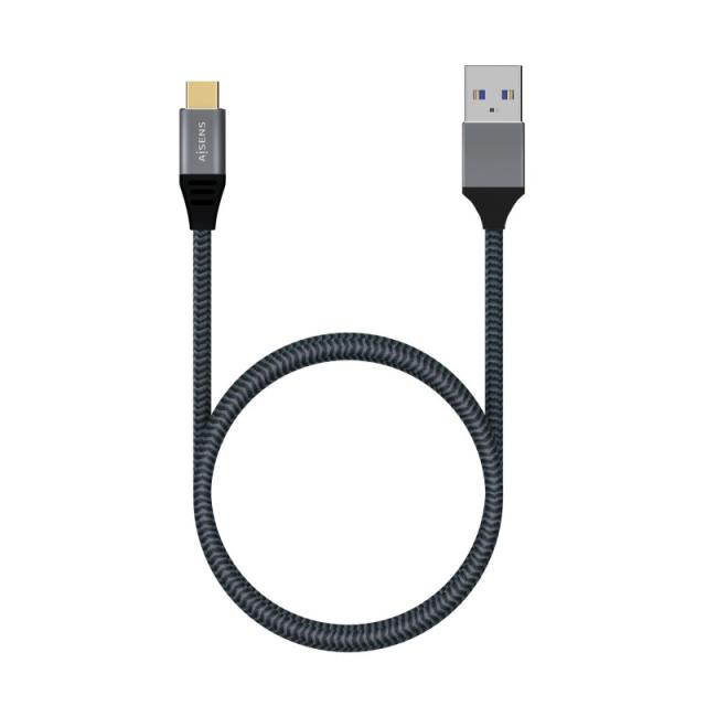 AISENS - Cable USB 3.1 Gen2 Aluminio 10Gbps 3A, Tipo USB-C/M-A/M, Gris, 0.5M