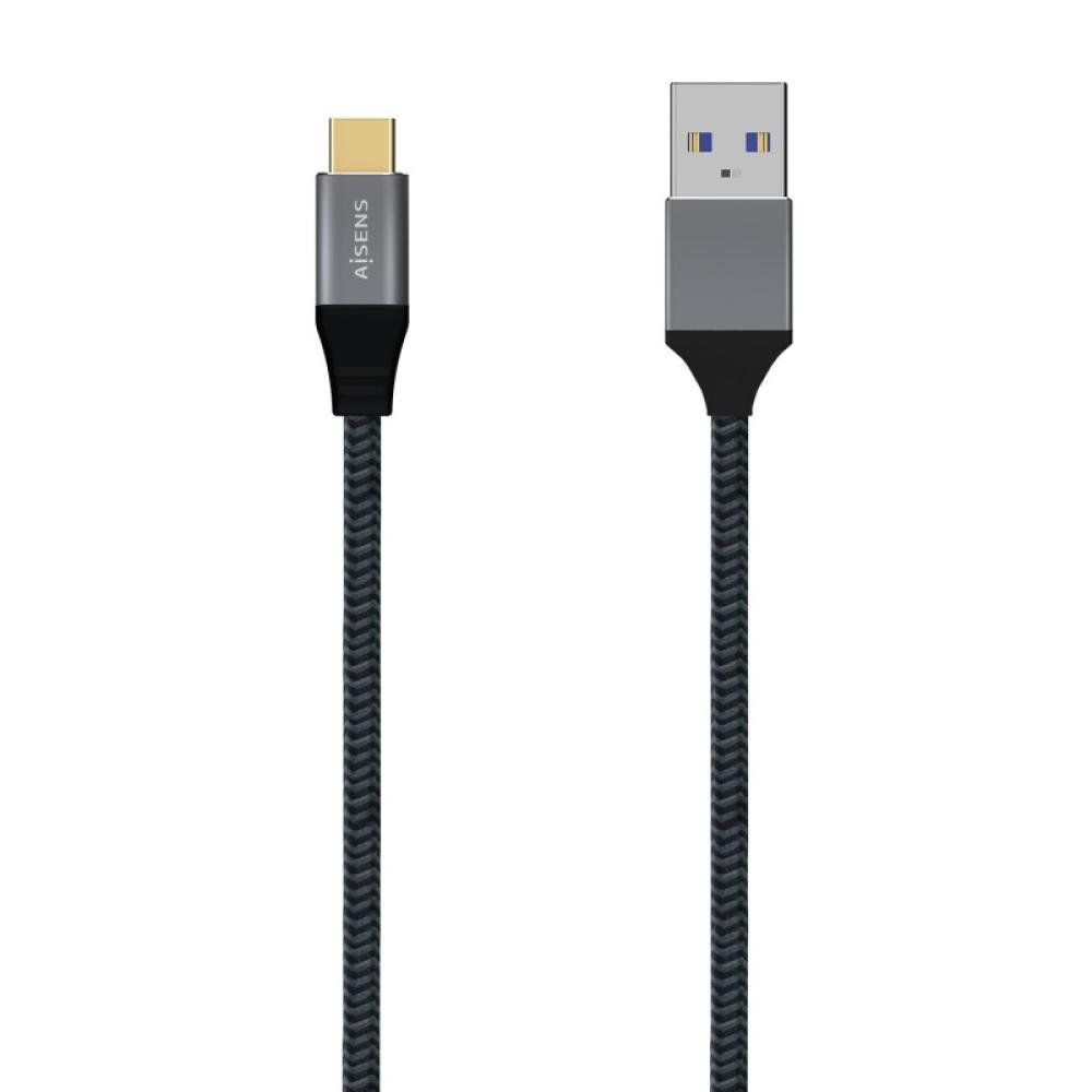 AISENS - Cable USB 3.1 Gen2 Aluminio 10Gbps 3A, Tipo USB-C/M-A/M, Gris, 0.5M